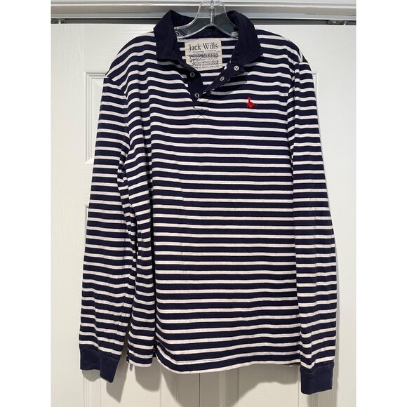 Jack Wills Mens Striped Rugby Polo Size L Preppy Academia Old Money Ivy League - Picture 1 of 13